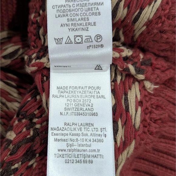 Double RL RRL Shawl Collar Sweater Burgundy L Mens Cotton Southwestern Knit - Picture 7 of 7